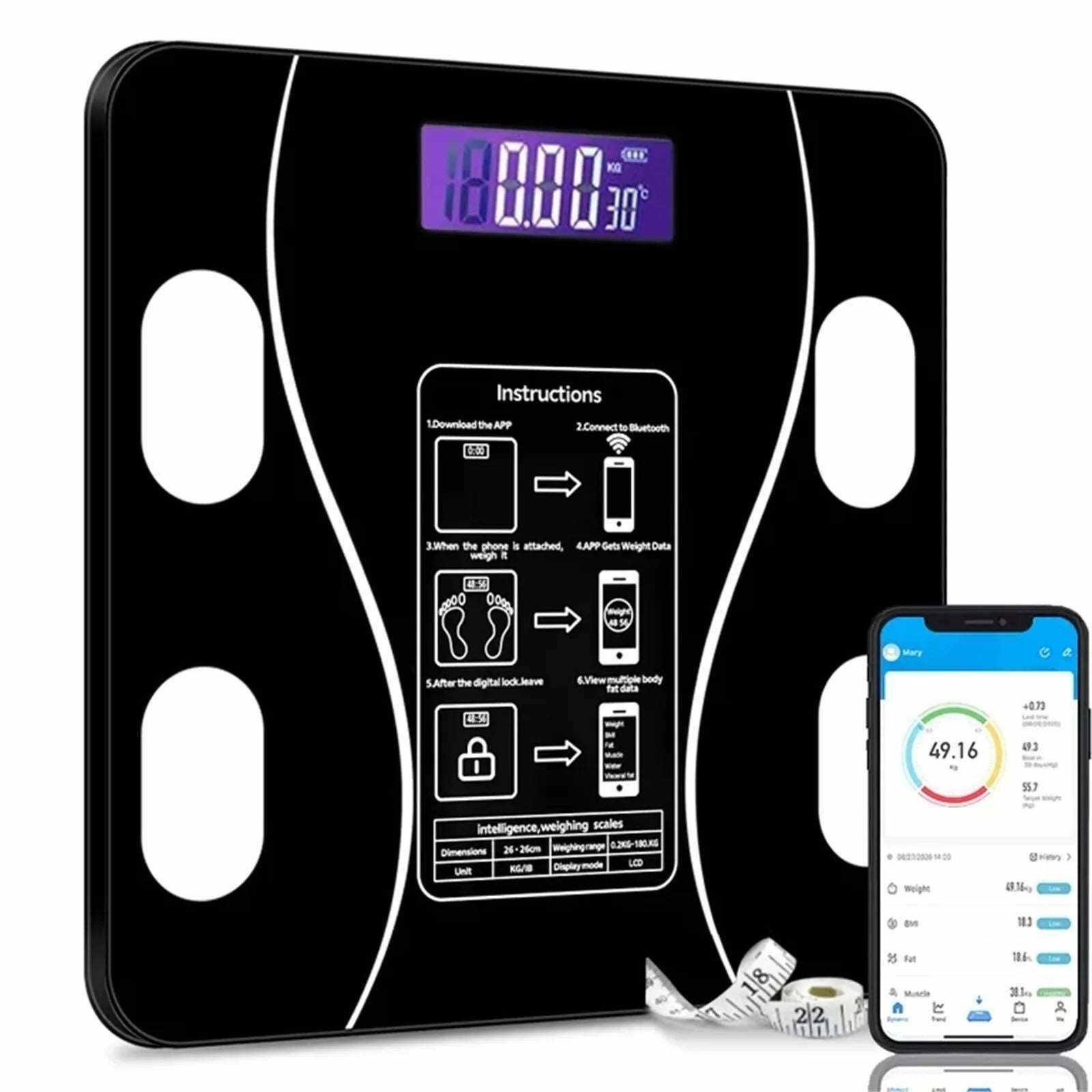 Track weight & body fat with this Bluetooth scale. Syncs to app for trends & goals. Easy to use, great for home fitness. 